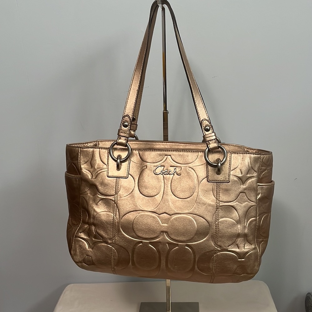 Coach Embossed Gold Purse - Picture 1 of 16